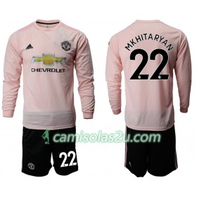 Camisolas de Futebol Manchester United MKHITARYAN 22 Criança Equipamento Alternativa 2018/19 Manga Comprida